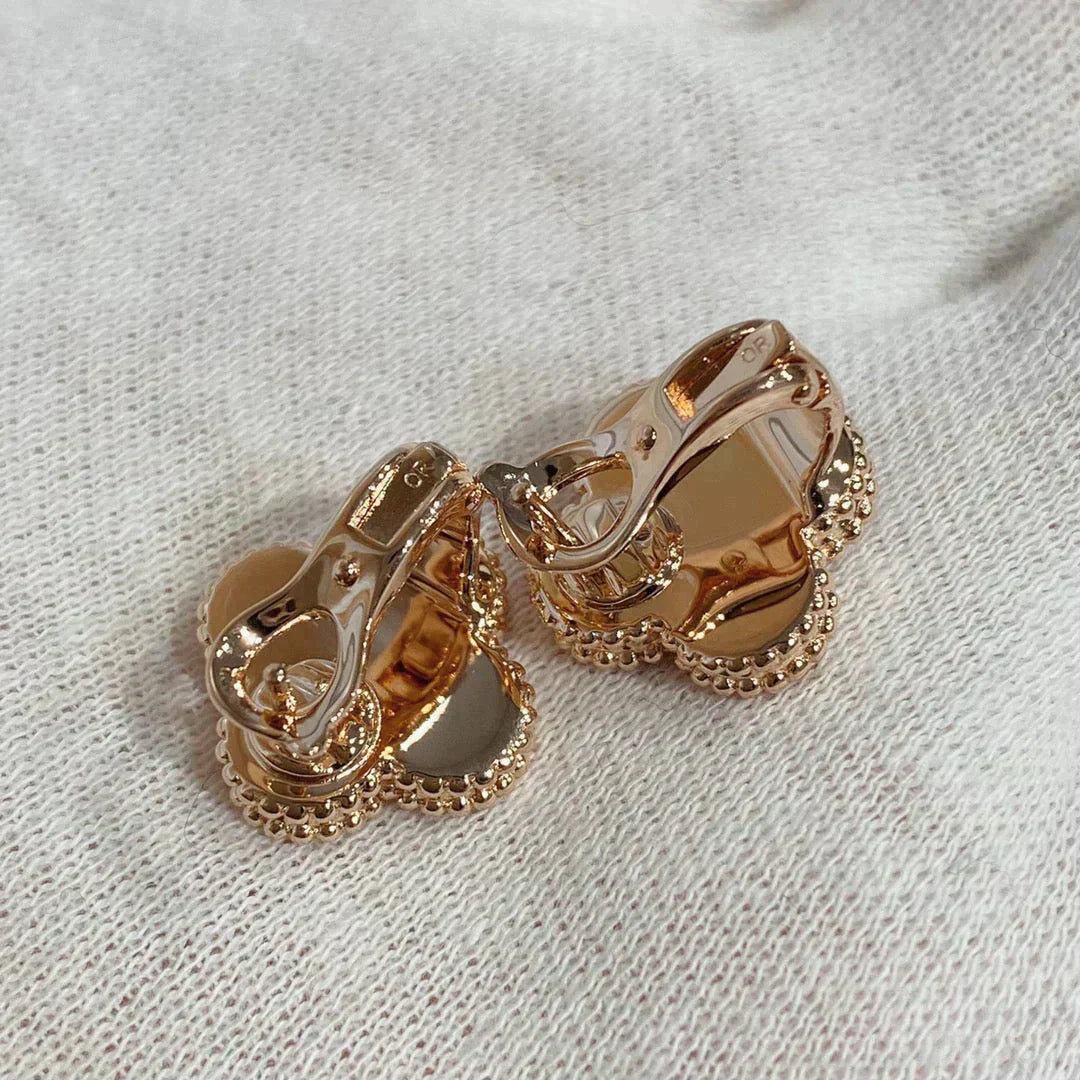 [Mystic]CLOVER MEDIUM 1 MOTIFS CARNELIAN  DIAMOND earrings