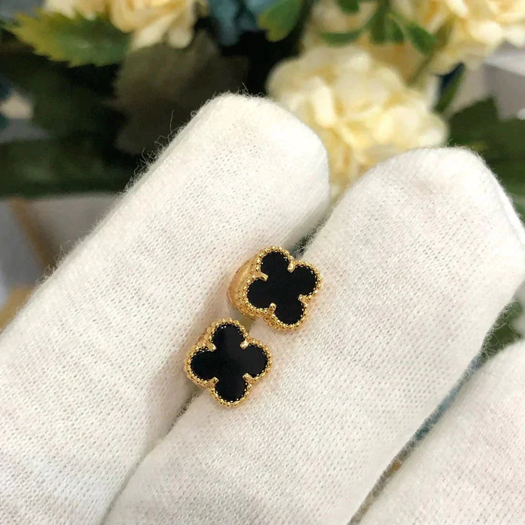 [Mystic]CLOVER MINI 9.5MM BLACK MOP EARRINGS