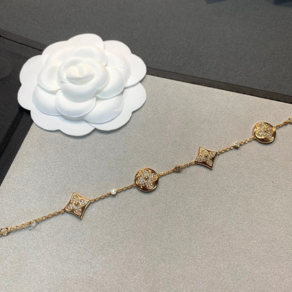 [Mystic]STAR AND SUN 4 MOTIFS GOLD DIAMONDS BRACELET