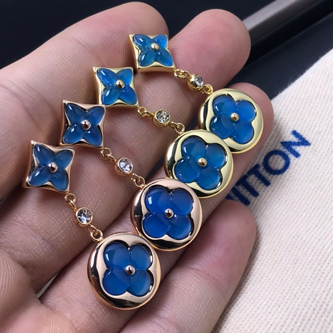 [Mystic]STAR AND SUN AGATE DIAMOND EARRINGS