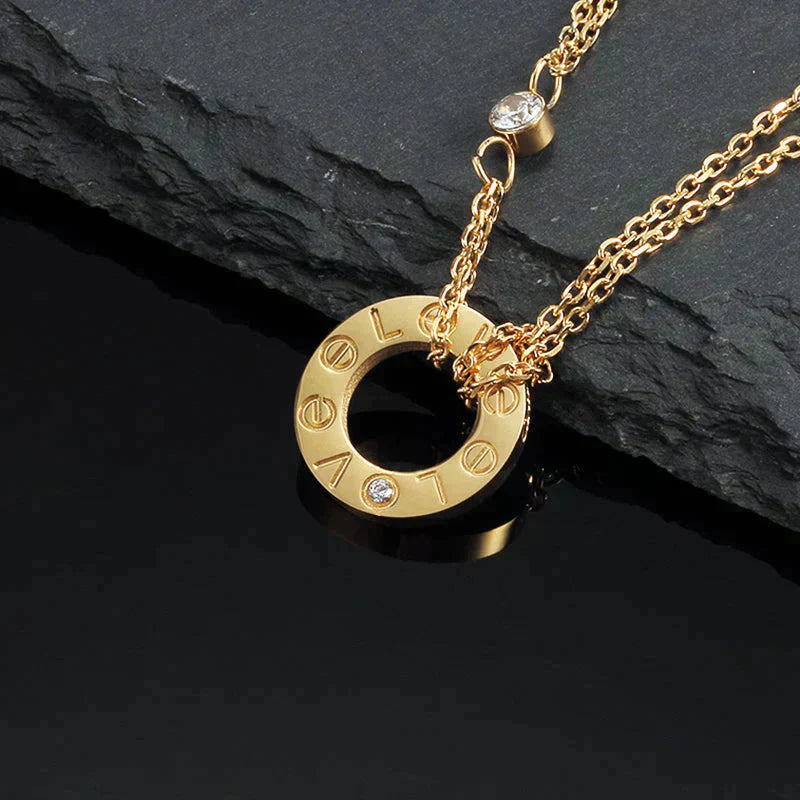 [Mystic]LOVE NECKLACE 16MM 2 DIAMONDS