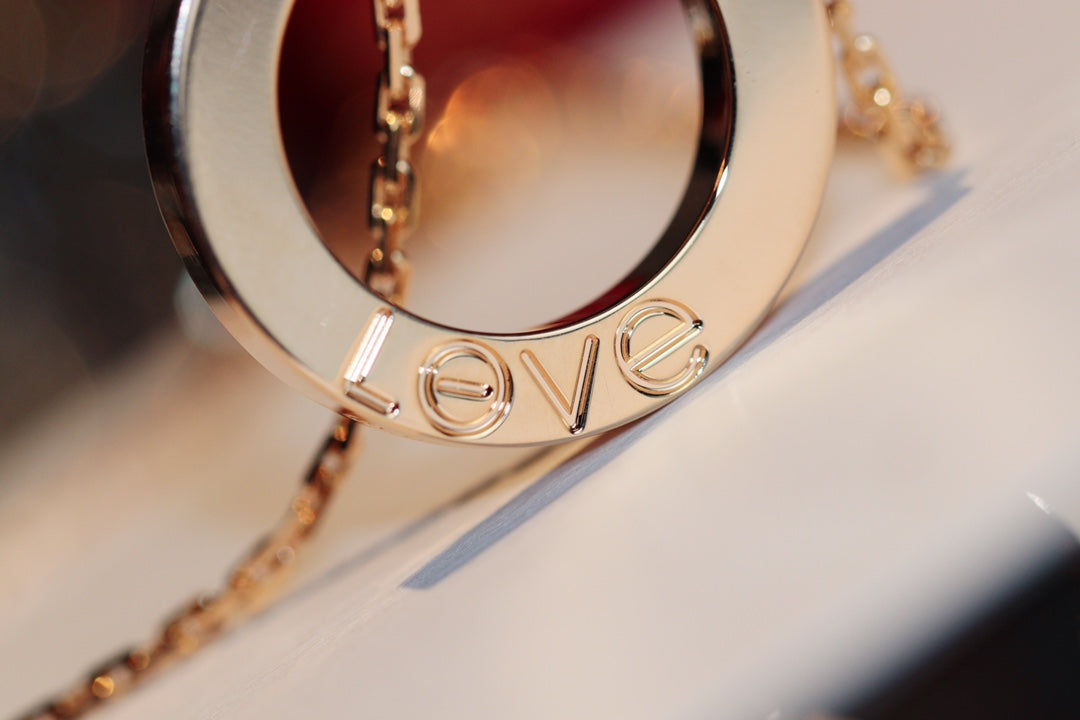 [Mystic]LOVE NECKLACE 16MM 6 DIAMONDS PINK GOLD