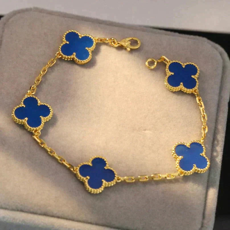 [Mystic] CLOVER 5 MOTIF BLUE AGATE BRACELET COLLECTION