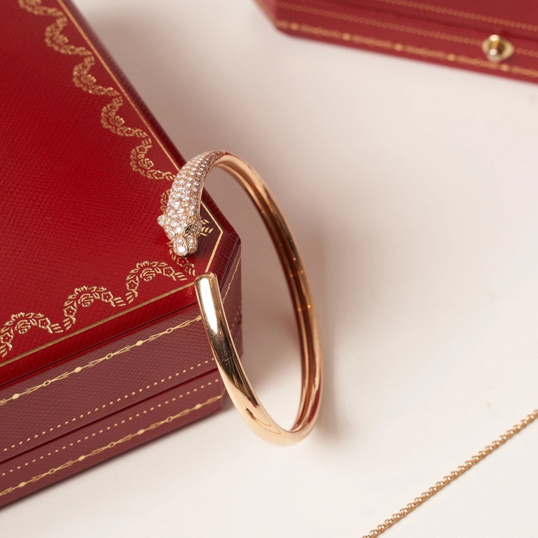 [Mystic]PANTHERE ROSE GOLD DIAMOND OPEN BRACELET