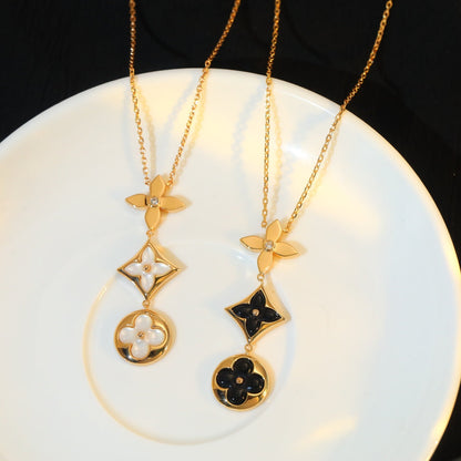 [Mystic]STAR AND SUN ONYX PINK GOLD NECKLACE