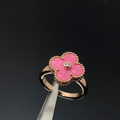 [Mystic]CLOVER RHODONITE ROSE GOLD RING