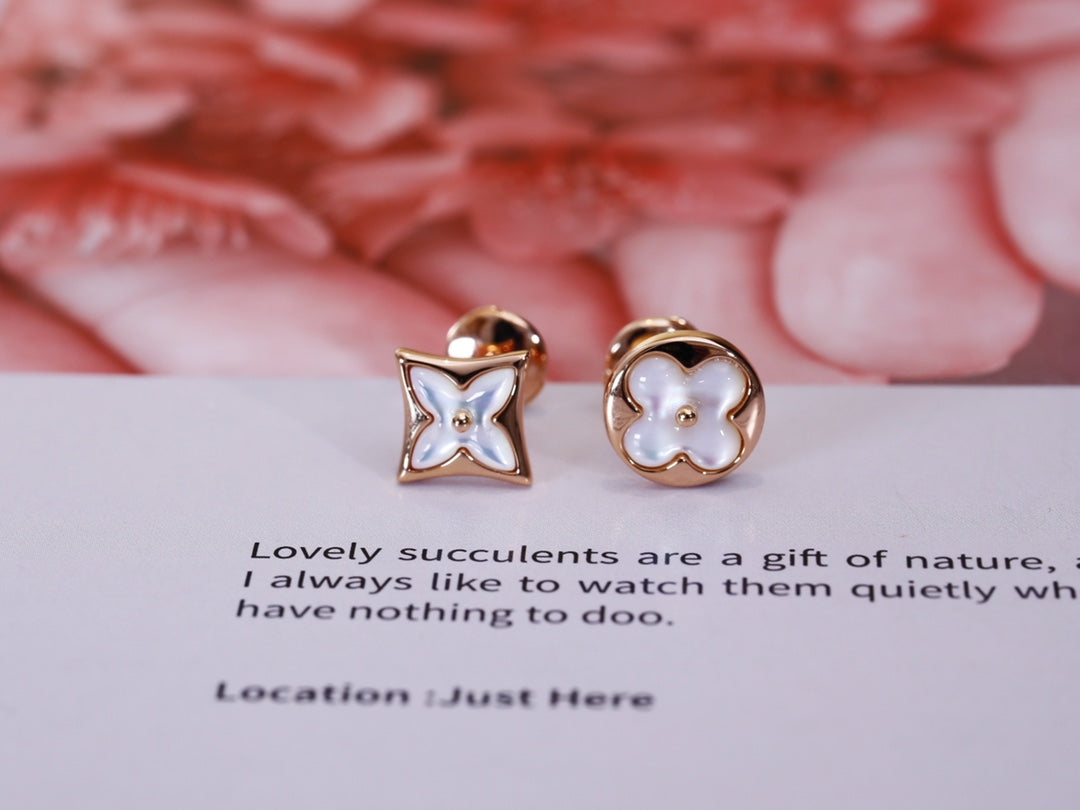 [Mystic]STAR AND SUN PINK GOLD MOP STUD EARRINGS
