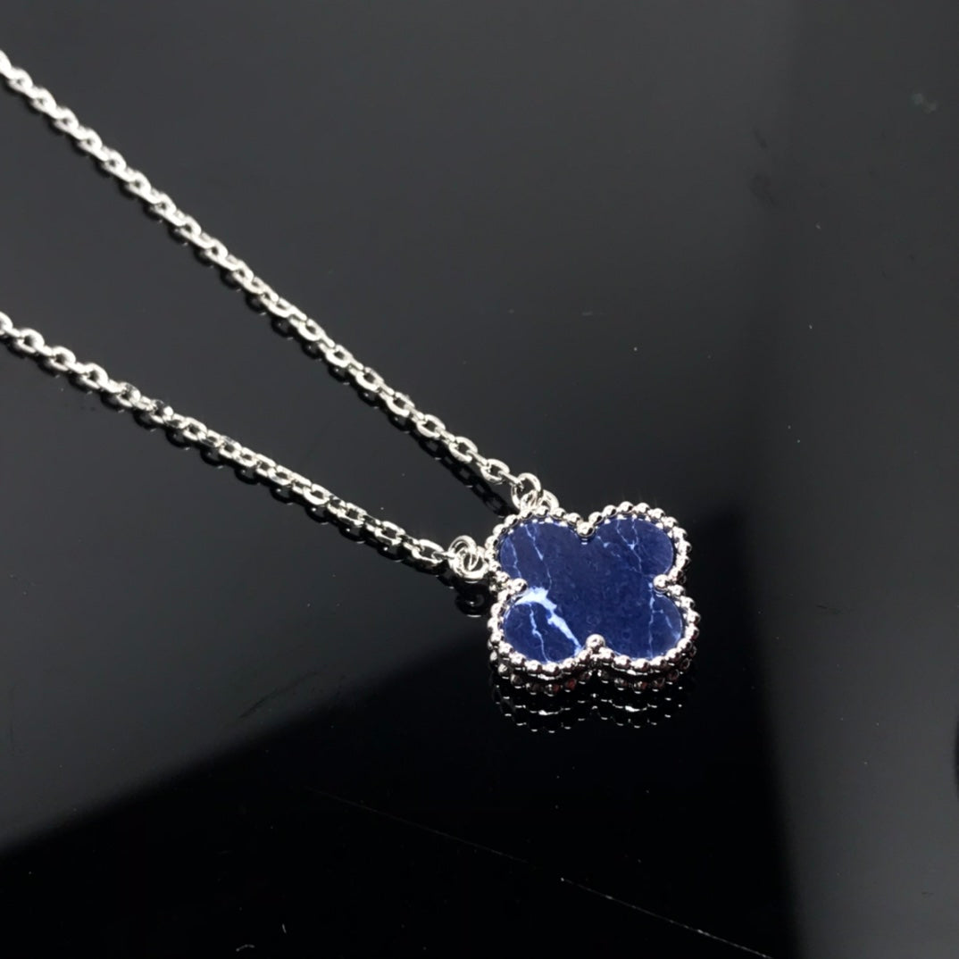 [Mystic]CLOVER PIETERSITE SILVER LONG NECKLACE