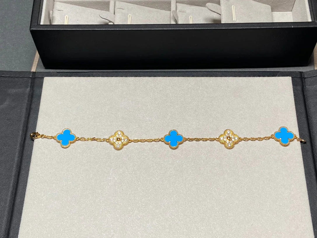 [Mystic] CLOVER 5 MOTIF BLUE AGATE BRACELET COLLECTION