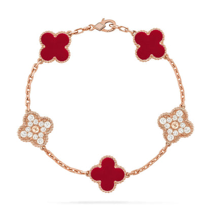 [Mystic] CLOVER 5 MOTIF RED CORNELIAN BRACELET COLLECTION
