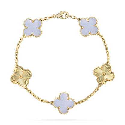 [Mystic] CLOVER 5 MOTIF PURPLE CHALCEDONY BRACELET COLLECTION
