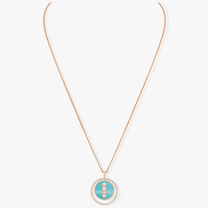[Mystic ]Mystic MOVE 3 DIAMONDS TURQUOISE PINK GOLD DIAMOND NECKLACE