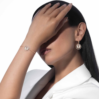 [Mystic ]Mystic MOVE WHITE MOTHER OF PEARL PINK GOLD DIAMOND BRACELET