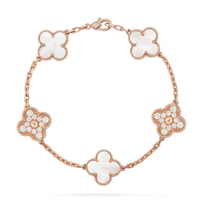 [Mystic]CLOVER WHITE PEARL MOP 5 MOTIF BRACELET COLLECTION