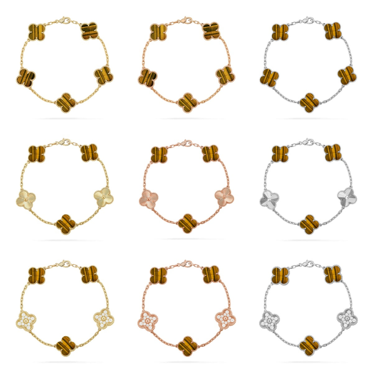 [Mystic] CLOVER 5 MOTIFS TIGER EYE BRACELET COLLECTION