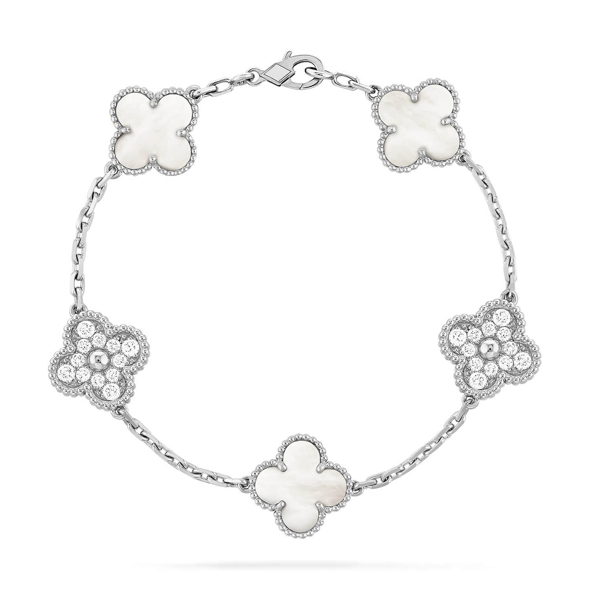 [Mystic]CLOVER WHITE PEARL MOP 5 MOTIF BRACELET COLLECTION