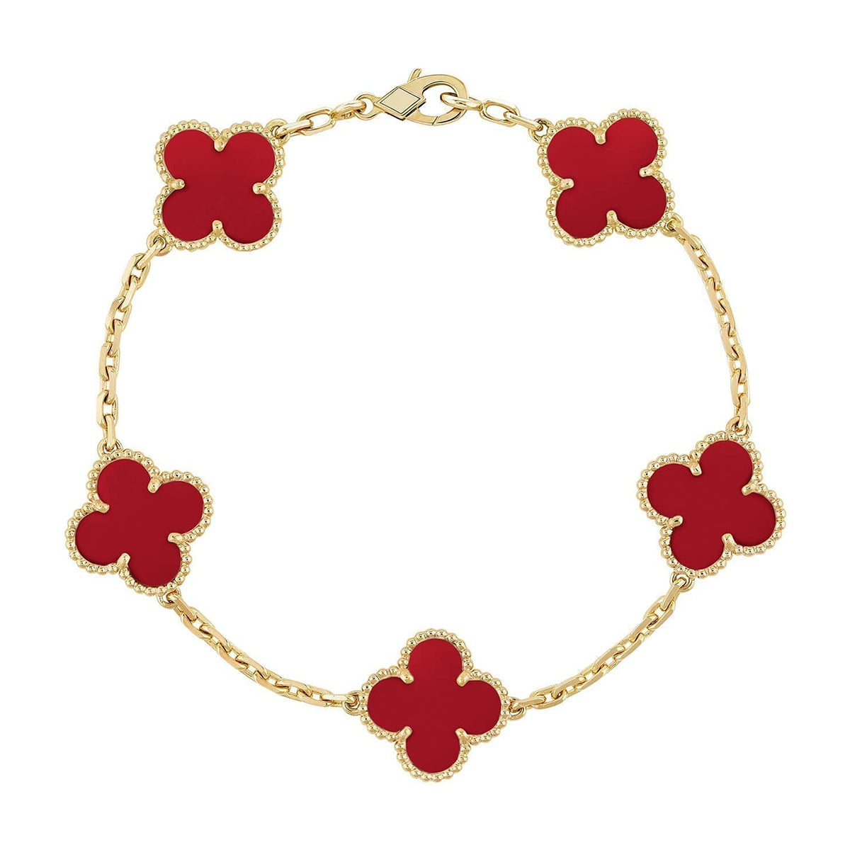 [Mystic] CLOVER 5 MOTIF RED CORNELIAN BRACELET COLLECTION
