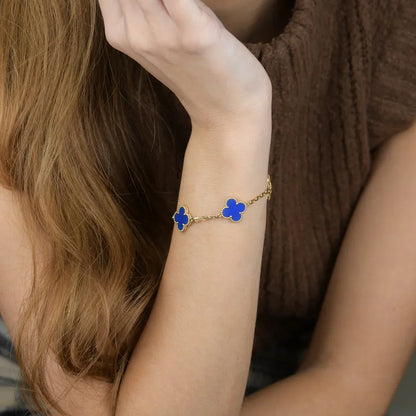[Mystic] CLOVER 5 MOTIF BLUE AGATE BRACELET COLLECTION