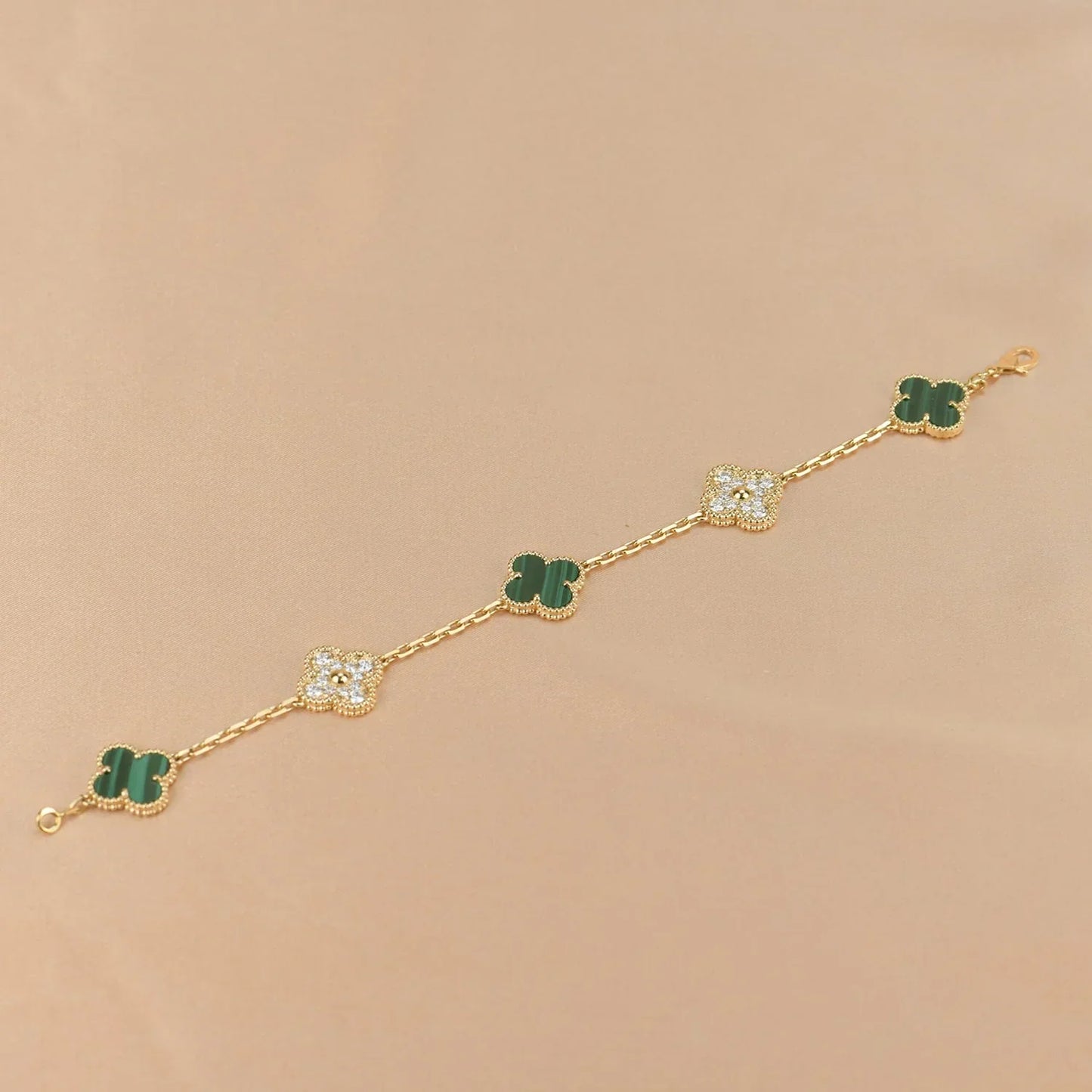 [Mystic] CLOVER 5 MOTIF MALACHITE BRACELET COLLECTION