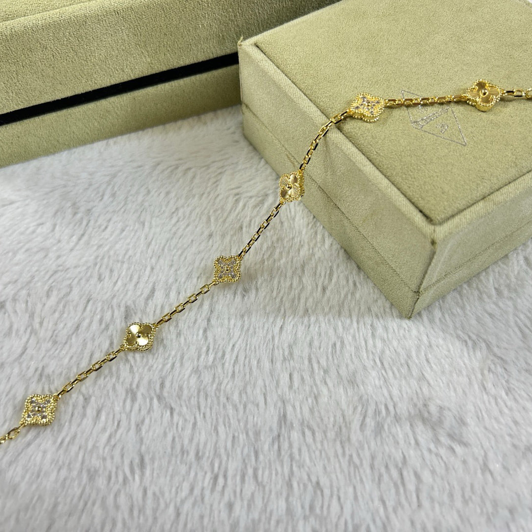 [Mystic]CLOVER 6 MOTIF DIAMOND LASER BRACELET-w
