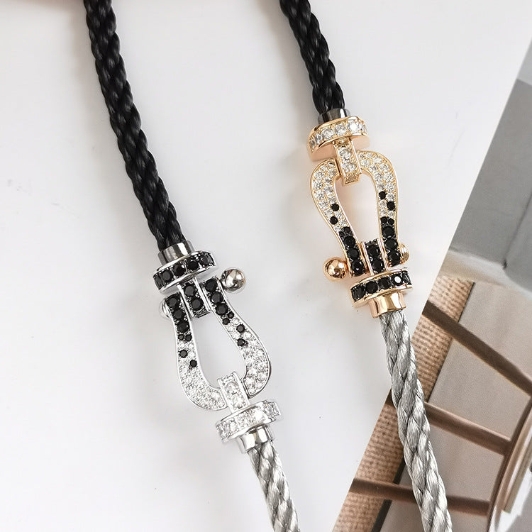 [Mystic]FORCE LARGE HORSESHOE BLACK WHITE DIAMOND BRACELET ROSE GOLD