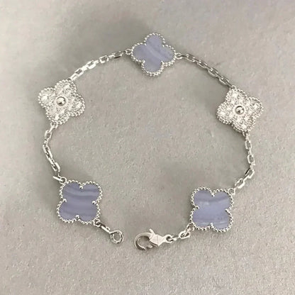 [Mystic] CLOVER 5 MOTIF PURPLE CHALCEDONY BRACELET COLLECTION
