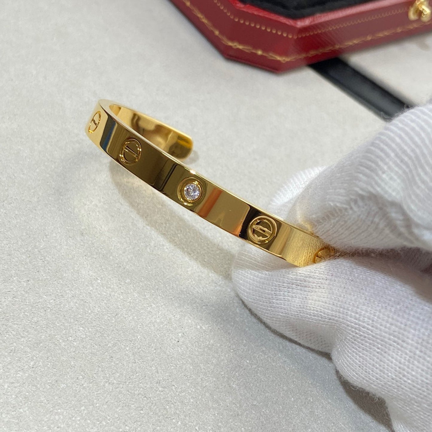 [Mystic]LOVE BRACELET 6.1MM 1 DIAMOND OPEN CUFF