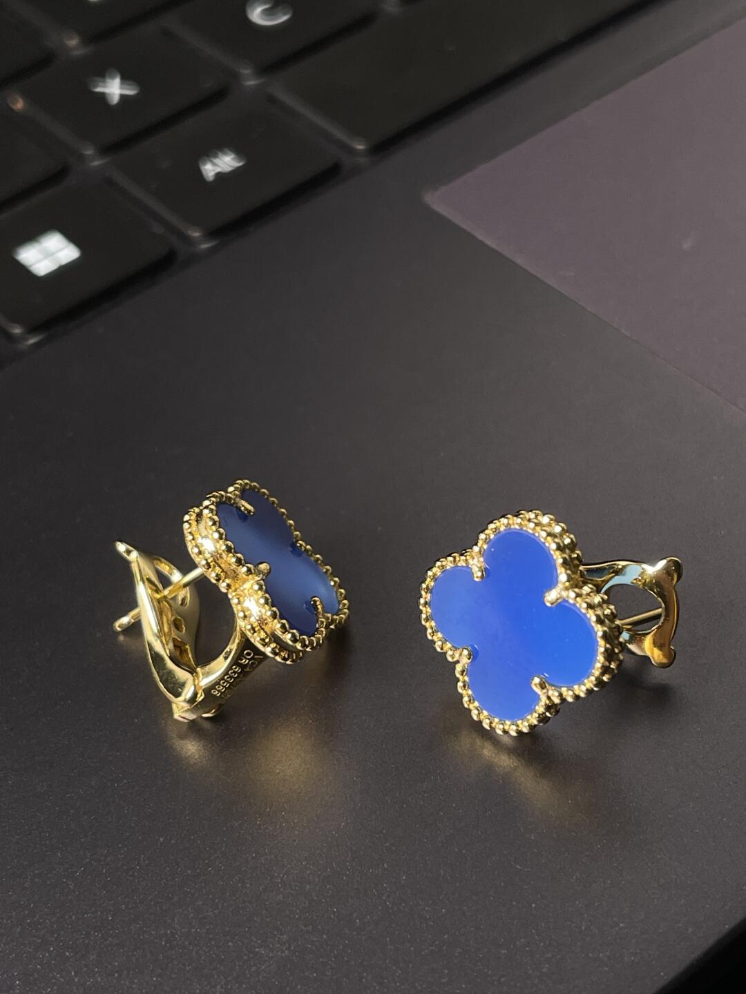 [Mystic] CLOVER LARGE (20mm) 1 MOTIFS BLUE MOP STUD EARRINGS