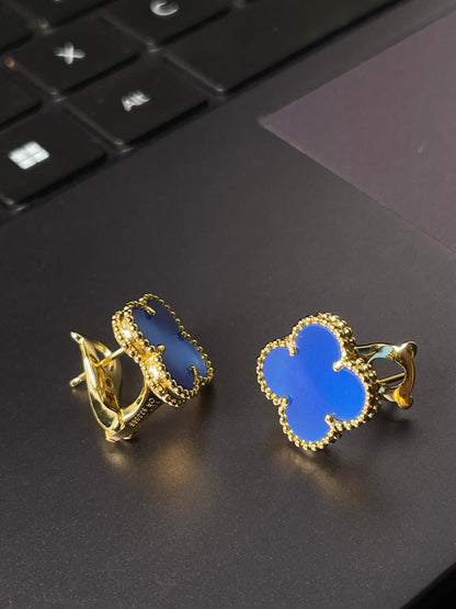 [Mystic] CLOVER LARGE (20mm) 1 MOTIFS BLUE MOP STUD EARRINGS