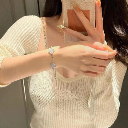 [Mystic] CLOVER 5 MOTIF PURPLE CHALCEDONY BRACELET COLLECTION