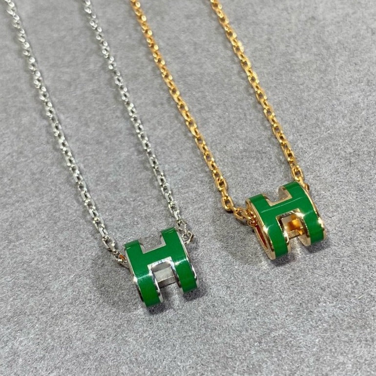 [Mystic]POP H GREEN NECKLACE SILVER AND GOLD