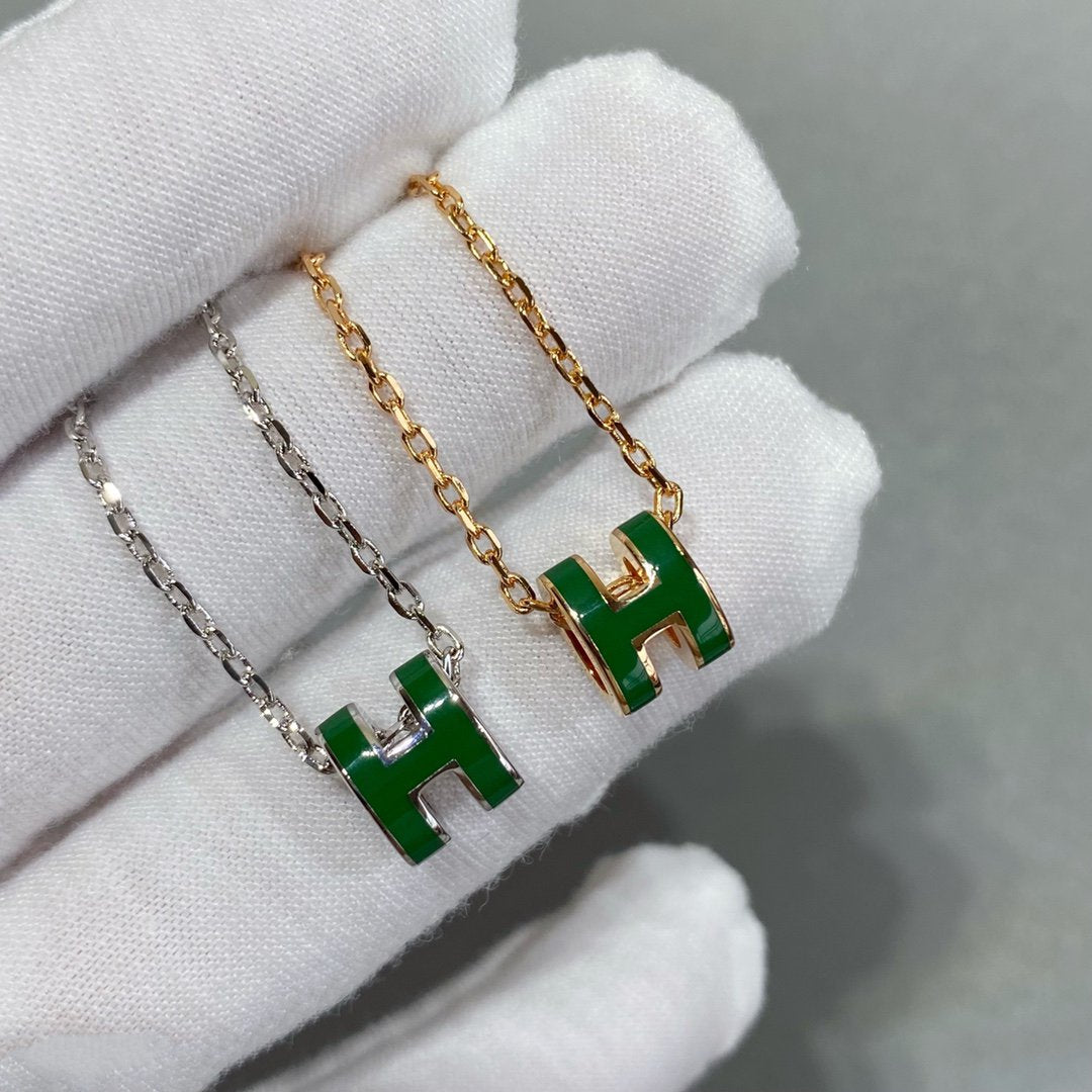 [Mystic]POP H GREEN NECKLACE SILVER AND GOLD