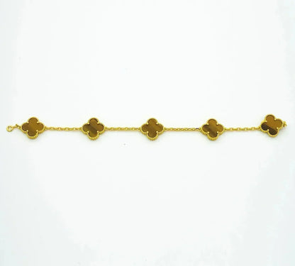 [Mystic] CLOVER 5 MOTIFS TIGER EYE BRACELET COLLECTION