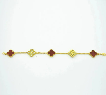 [Mystic] CLOVER 5 MOTIF RED CORNELIAN BRACELET COLLECTION