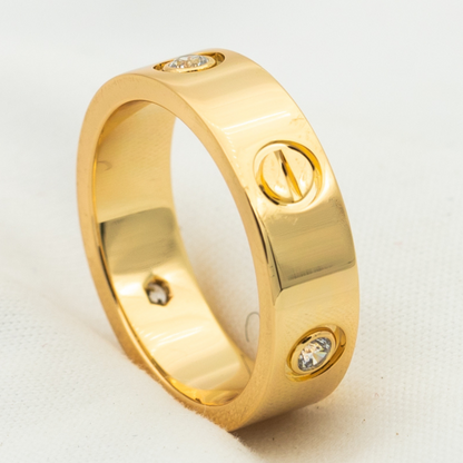 [Mystic]LOVE RING 5.5MM 3 DIAMONDS PINK GOLD