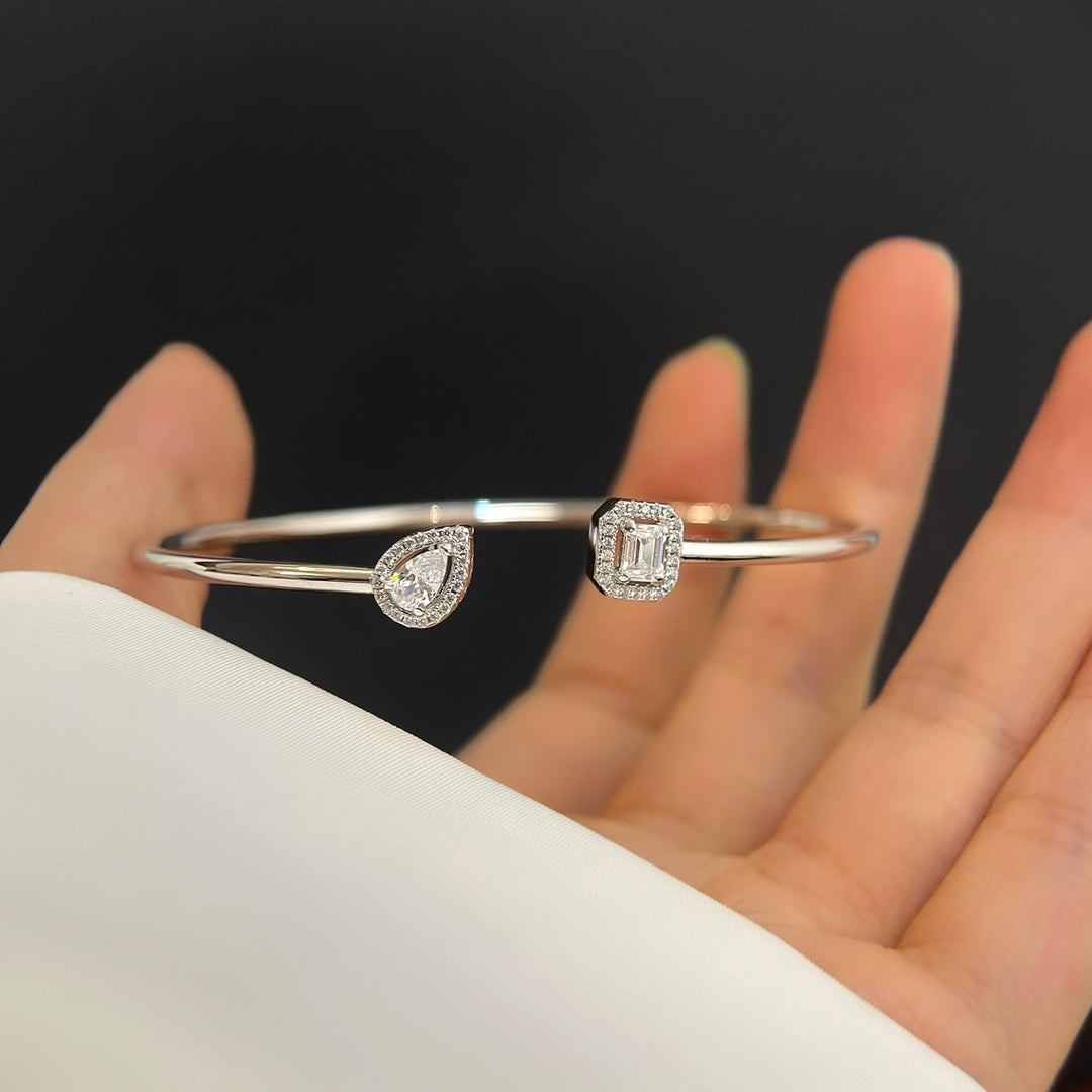 [Mystic ]JONC FLEX MY TWIN TOI & MOI SILVER DIAMOND BRACELET