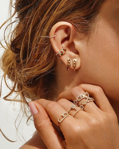 [Mystic ]CREOLES MOVE UNO MINI 1 DIAMOND EARRINGS