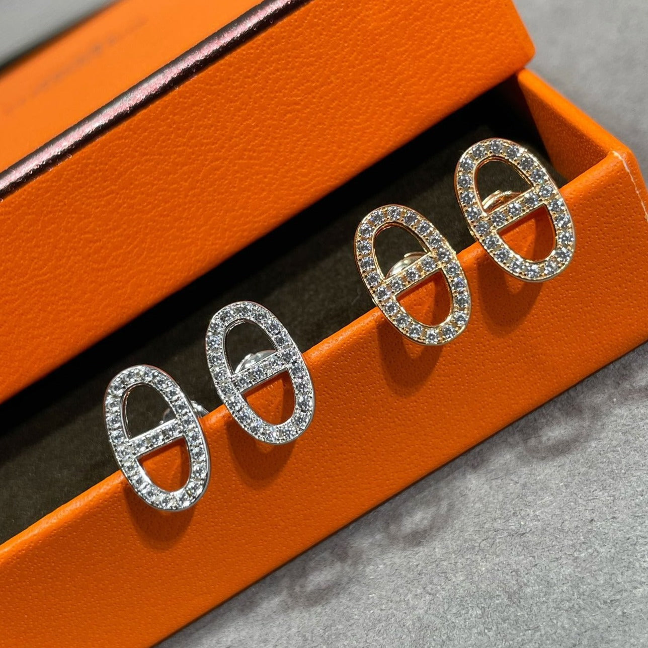 [Mystic]HM FULL DIAMOND PIG NOSE STUD EARRINGS