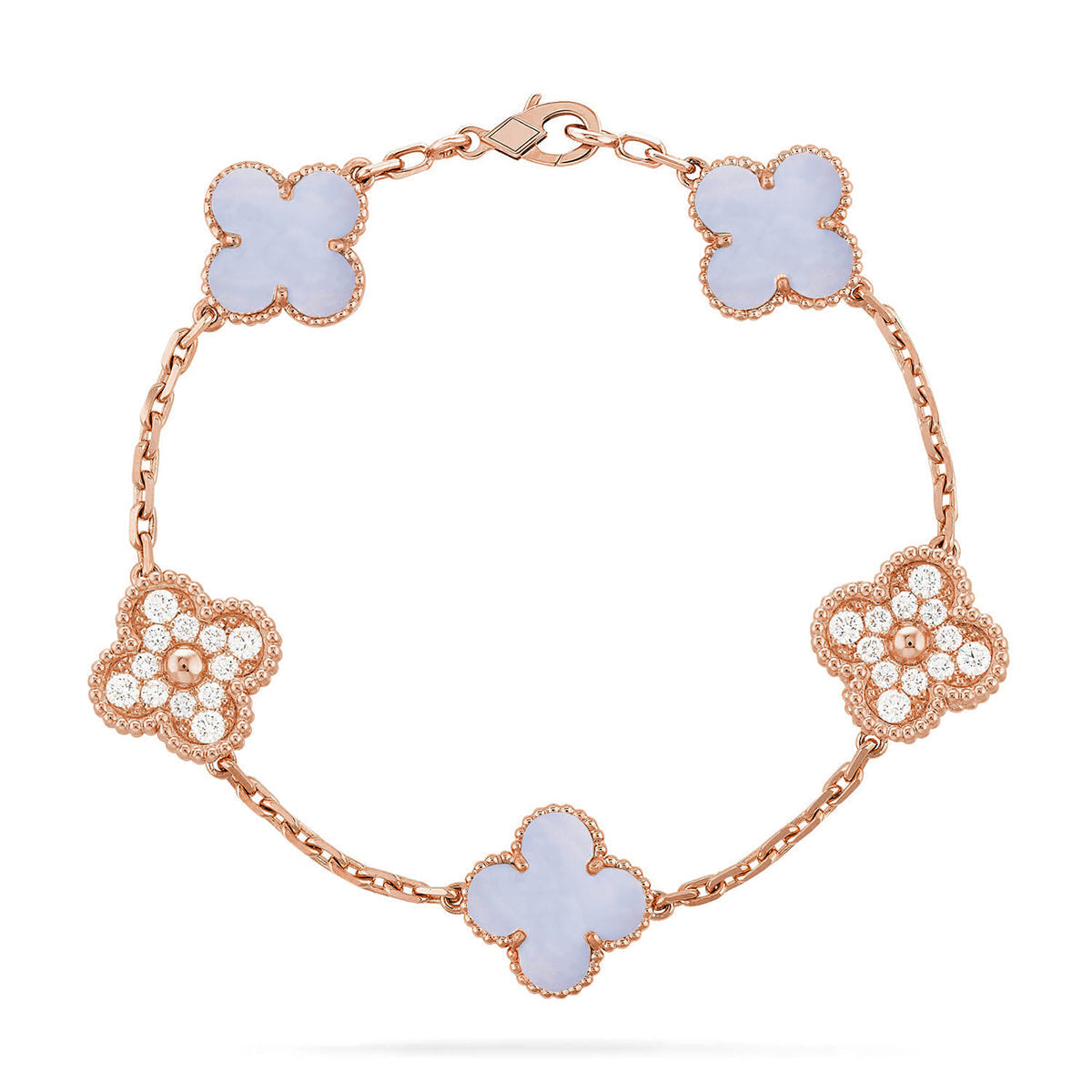 [Mystic] CLOVER 5 MOTIF PURPLE CHALCEDONY BRACELET COLLECTION