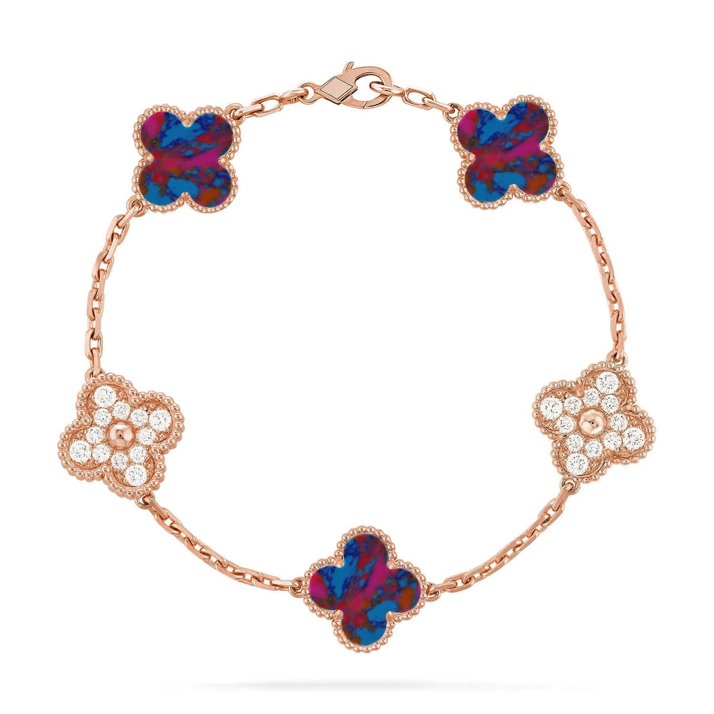 [Mystic]CLOVER 5 MOTIF COLOR GEMSTONES BRACELET COLLECTION