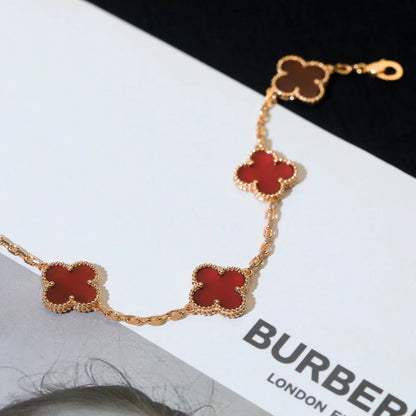 [Mystic] CLOVER 5 MOTIF RED CORNELIAN BRACELET COLLECTION