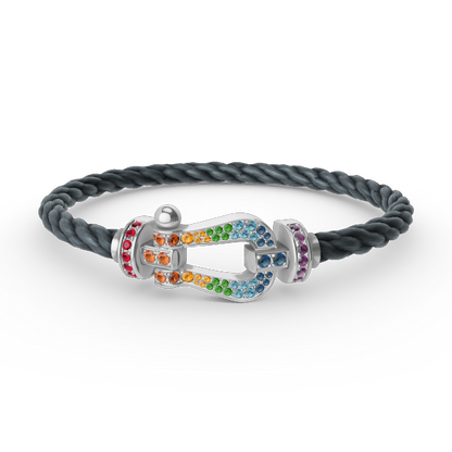 [Mystic]FORC LARGE HORSESHOE  COLORED DIAMOND BRACELET SILVER