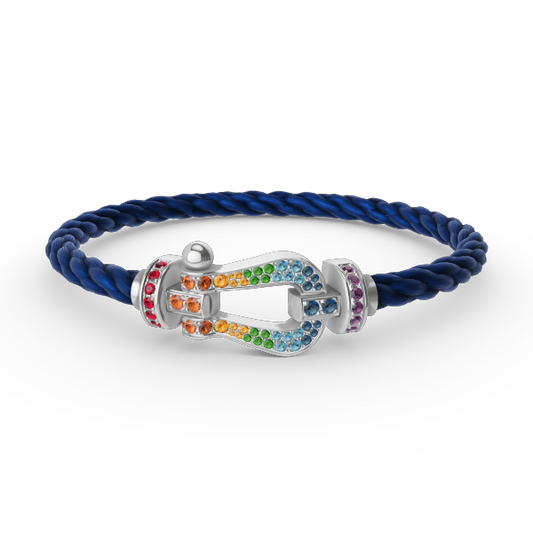 [Mystic]FORC LARGE HORSESHOE  COLORED DIAMOND BRACELET SILVER