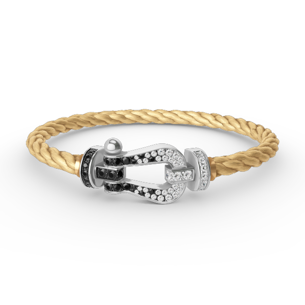 [Mystic]FORCE LARGE HORSESHOE BLACK WHITE DIAMOND BRACELET SILVER