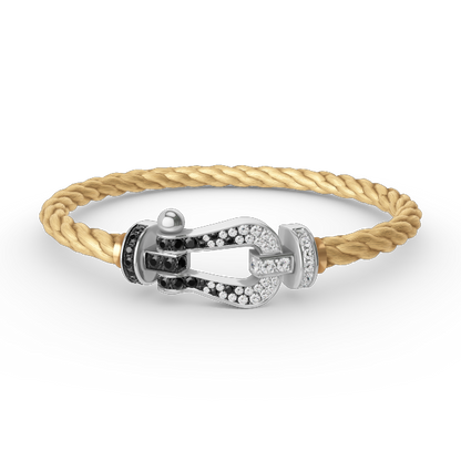[Mystic]FORCE LARGE HORSESHOE BLACK WHITE DIAMOND BRACELET SILVER