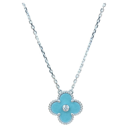 [Mystic]CLOVER 15MM DIAMOND SVRES PORCELAIN  NECKLACE SILVER