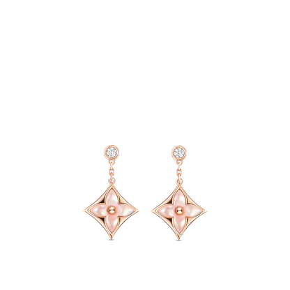 [Mystic]DOUBLE STAR PINK GOLD MOP DROP EARRINGS