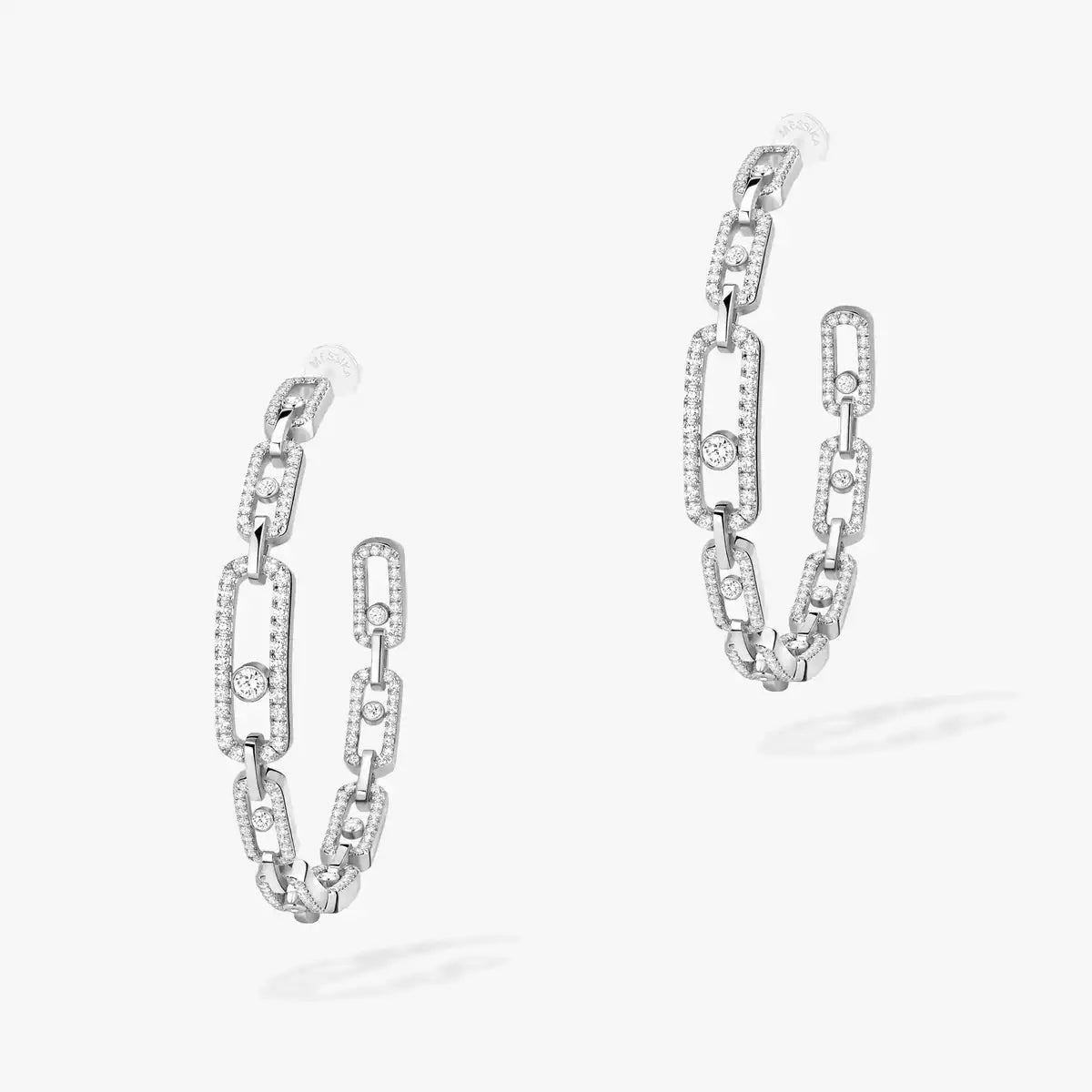 [[Mystic ]Move Link Diamond Hoop Earrings
