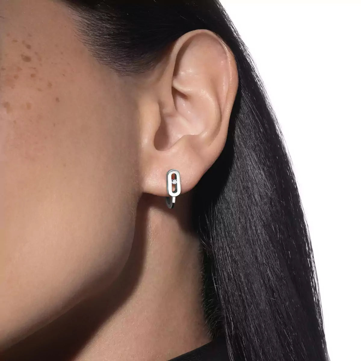 [Mystic ]Diamond Mini Hoop Earrings Move Classique