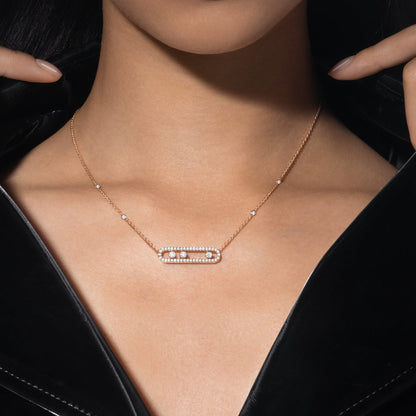 [Mystic ] Move Pave_ Rose Gold Diamond Necklace